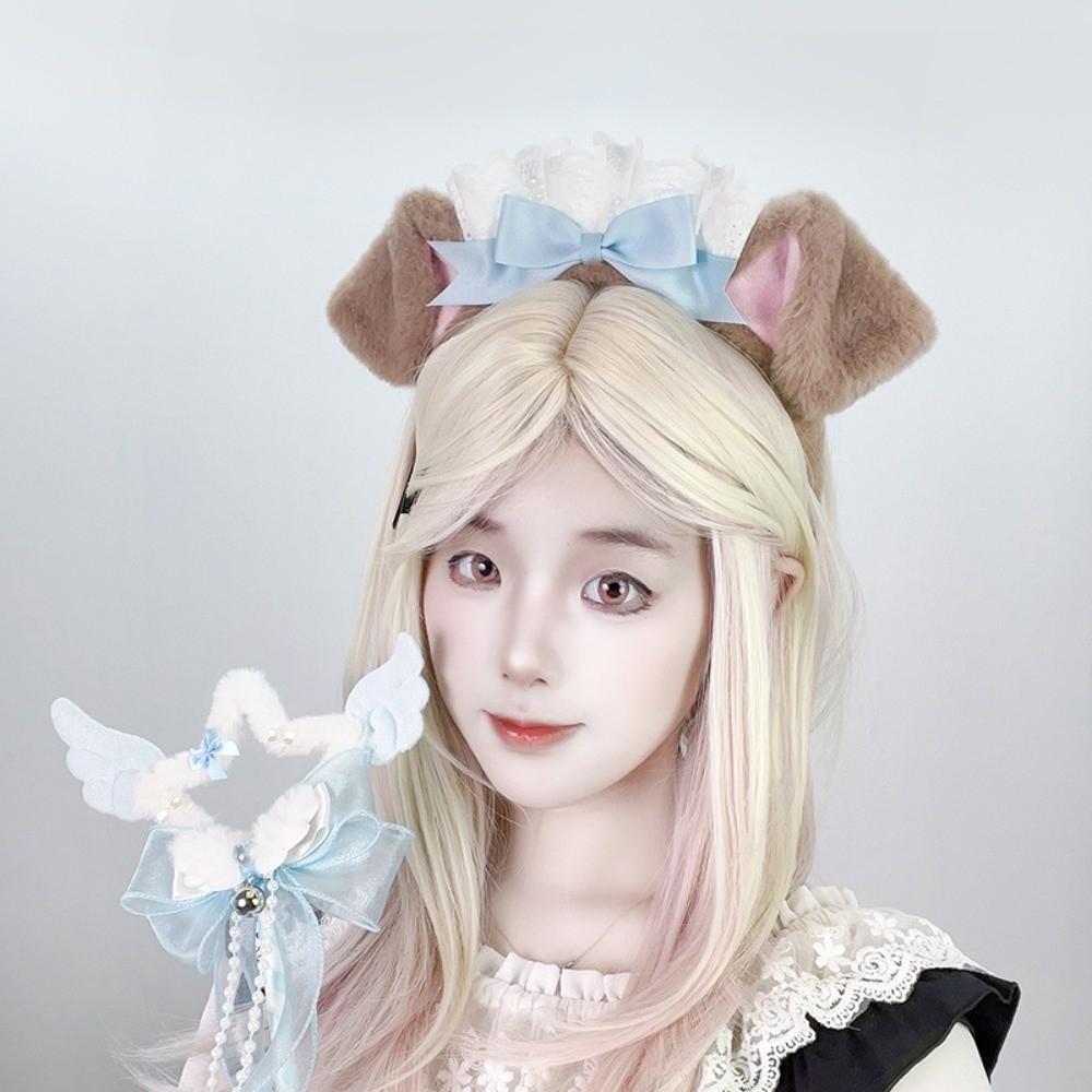 Fluffy Dog Ear Headband Lolita Cosplay Head Hoop New Hair Band  Holiday Party