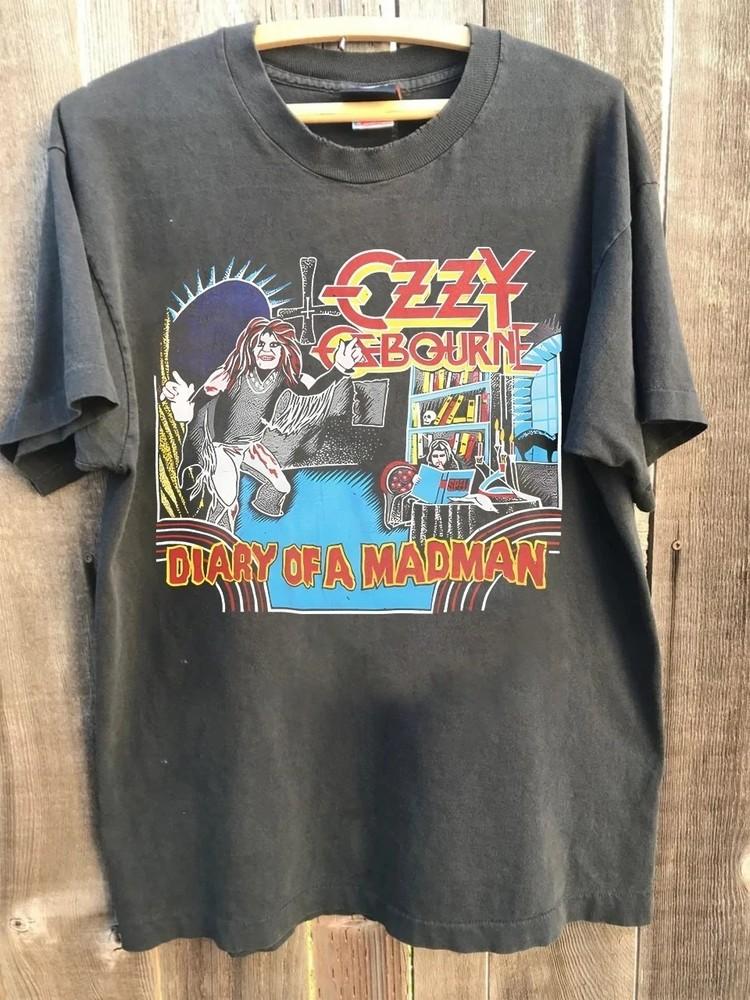 Ozzy Osbourne Diary of a Madman Graphic Charcoal Color Shirt Reprint Unisex T-Shirt XL