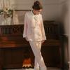 Women’s Plush Sleeping Suits Sexy Thick Velvet Embroidered Outer Robe and Pants Lounge Pajamas Comfortable Clothing