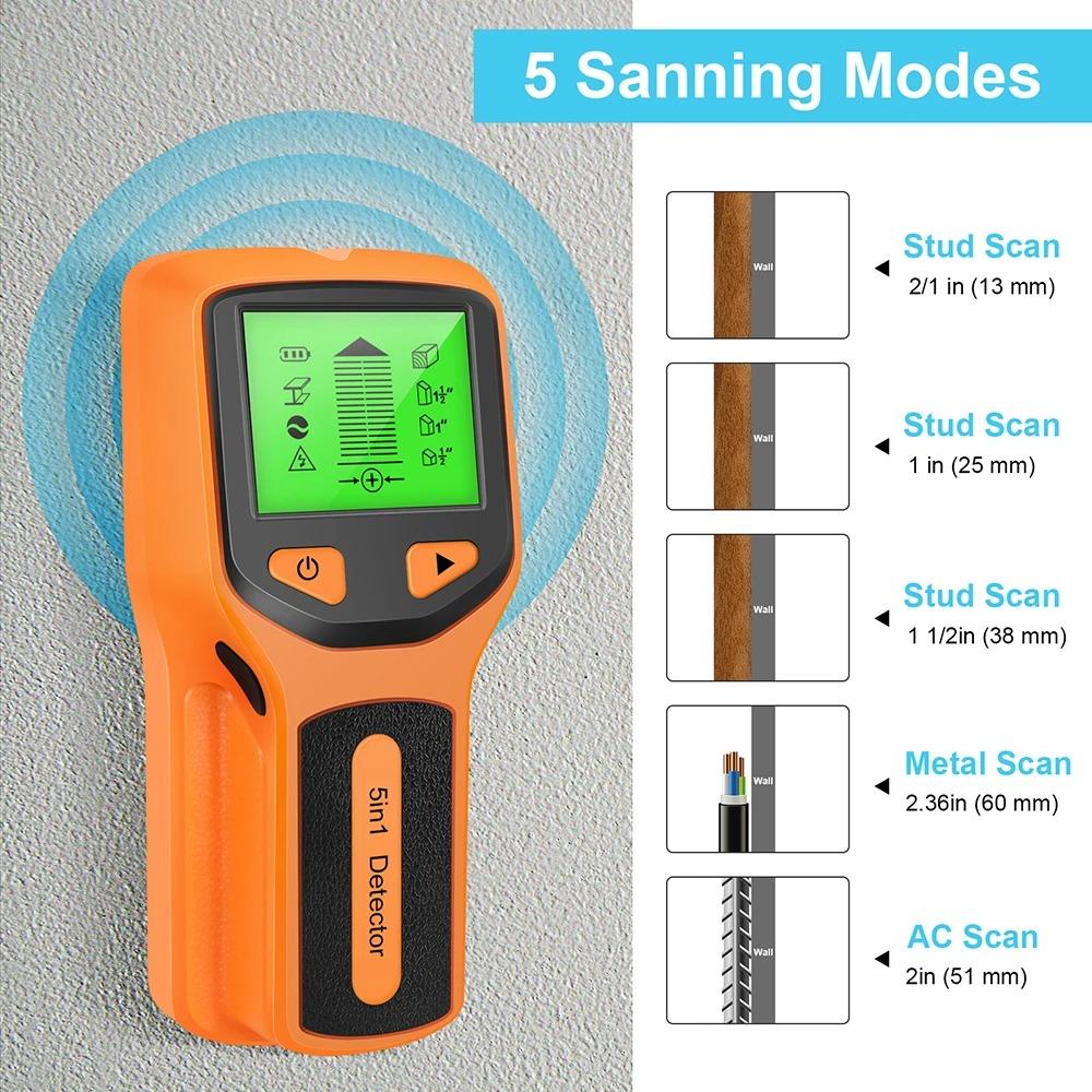 Multifunctional Wire Pipe Power Scanner 5 In 1 Wire Stud Finder Tool Durable Wall Metal Detector