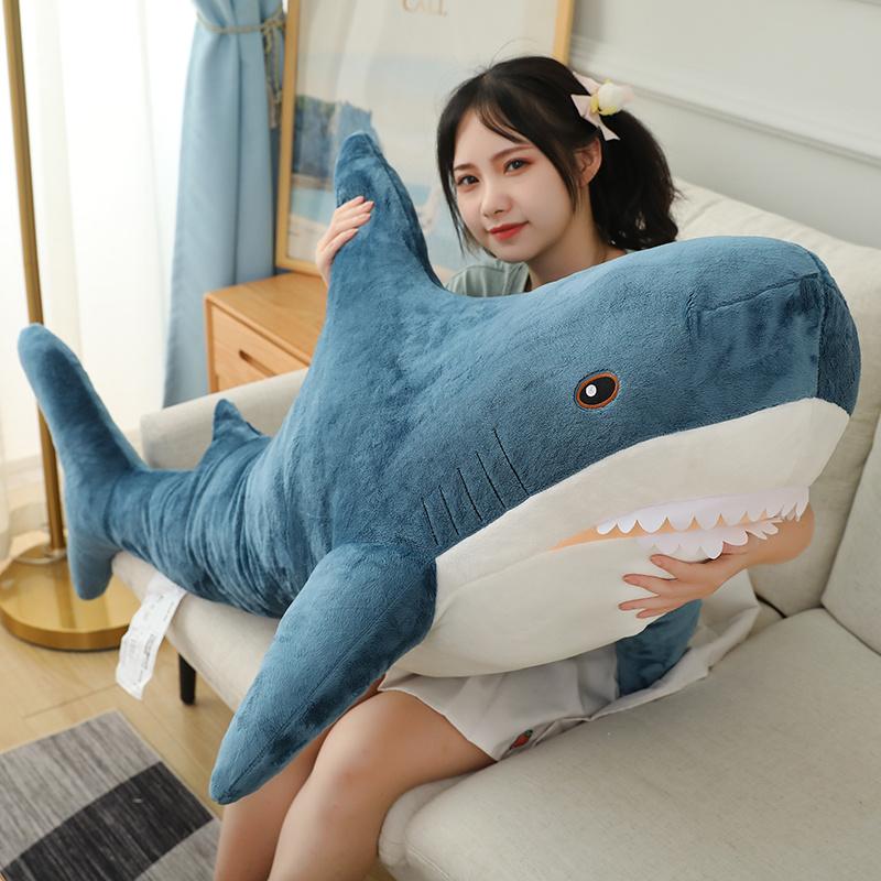 Cute Cartoon Gaint Shark Whale Plush Doll Pillow Gray Blue Pink Shark Whale Plush Doll Home Decor Warm Hug For Girls Boys