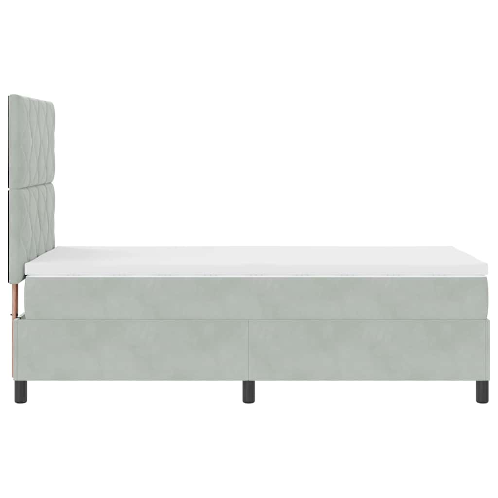 Boxspring Bed with Headboard Light Gray 100 X 200 Cm Velvet