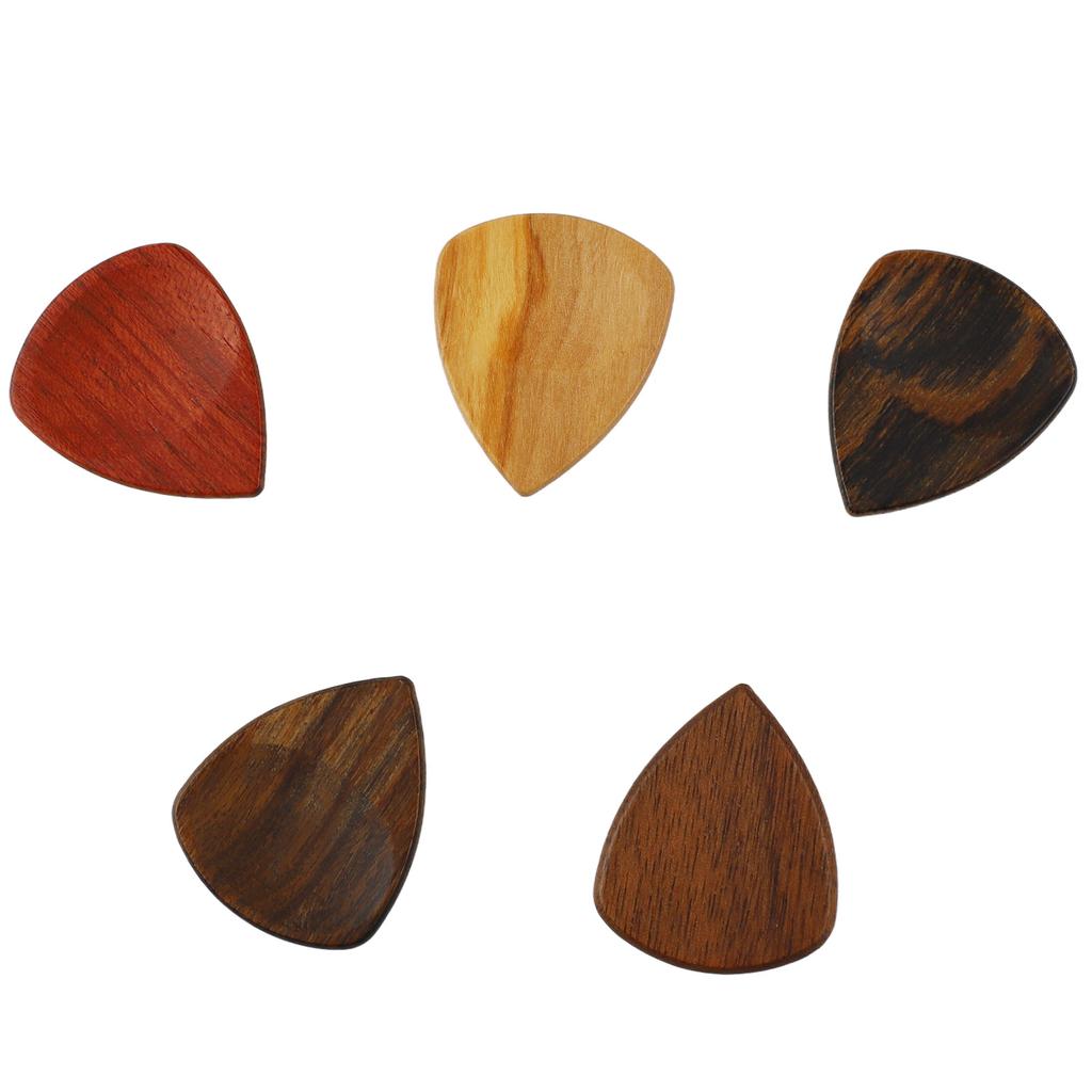 Wood Guitar Pick Box Smoothly Appearance Delicate Lightweight Portable Pick Case with 5Pcs Guitar Picks