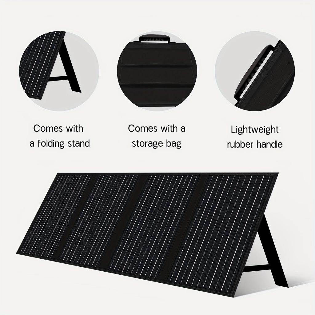 75W Bærbart solcellepanel med fast stativ Sammenleggbart solcellepanel dobbel USB Hurtiglading QC3.0 TYPE-C DC 3.0 for camping 18V solenergi generator strøm