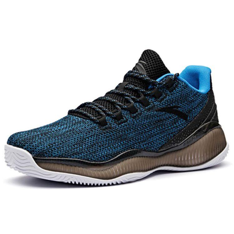 Anta Yulong Series Low-Top Shock Absorbing Basketball Shoes Men Sneakers Black Blue 11831188R-4