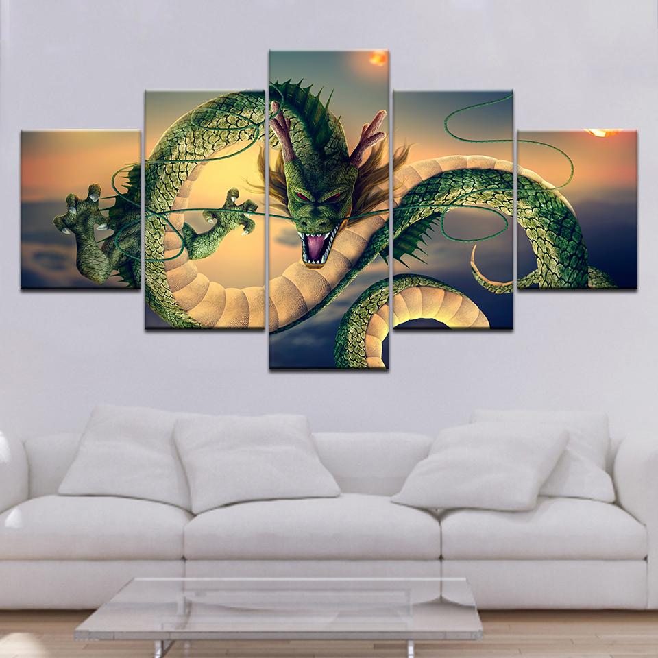 

The green Dragon 5 piece Wallpapers modern Modular Poster art Canvas painting for Living Room Home Decor 20x35 20x45 20x55cm