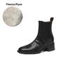 Fashion NEW Autumn Women Boots Genuine Leather Shoes for Women Round Toe Chunky Heel Shoes Slip-on Chelsea Boots Handmade Daily Shoes