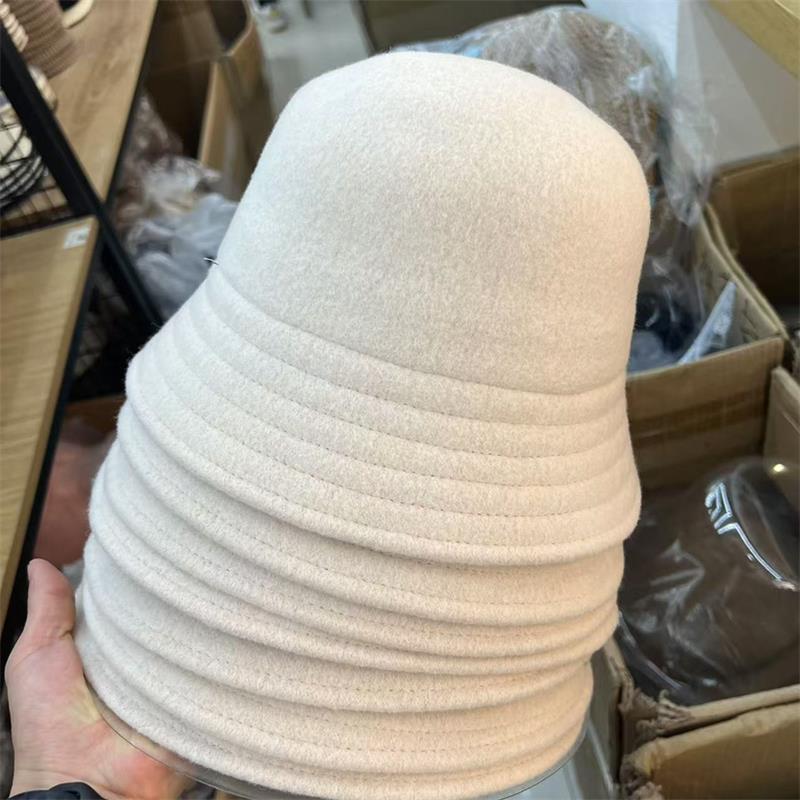 Wool hat women's autumn and winter woolen basin hat classic versatile retro face small bucket hat tide