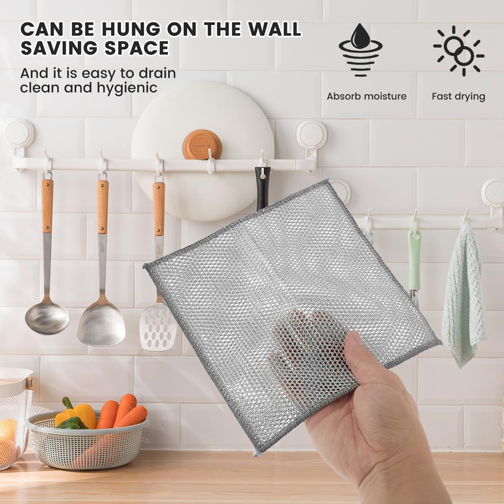 Steel Wire Cleaning Cloths Non-scratch Wire Dishcloth Metal Silver Wires Rags Rust Removal Cleaning Cloth Kitchen Cleaning