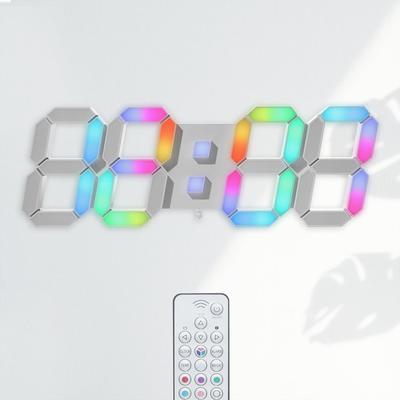 KOSUMOSU Multicolor Digital 7 Color LED RGB Table Neon Wall Adjustable Brightness 15 Inch Remote Time Display Alarm Function Clock, Clock, Clock,