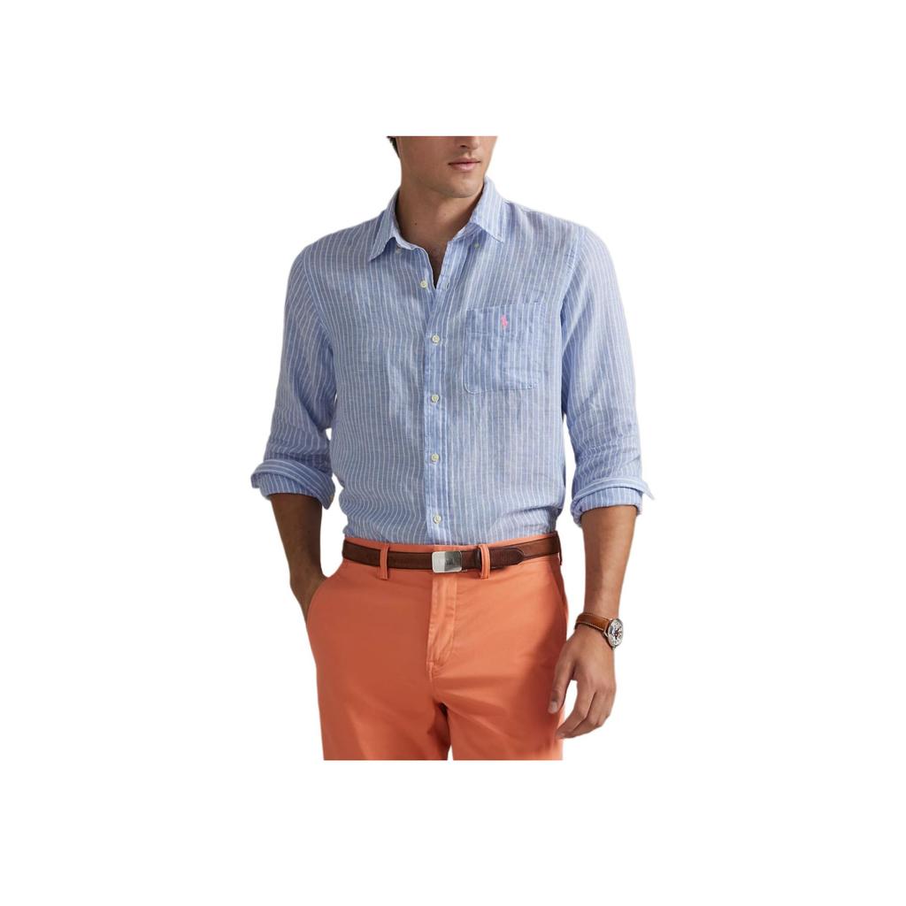 Polo Ralph Lauren Striped Linen Long Sleeve Shirt Classic Fit Men shirts 710966140-006