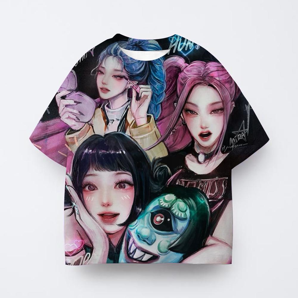 Kpop Demon Hunters Cartoon 3D Print T-Shirt Funny Gift for Fans Harajuku Cool Kids Summer Tops