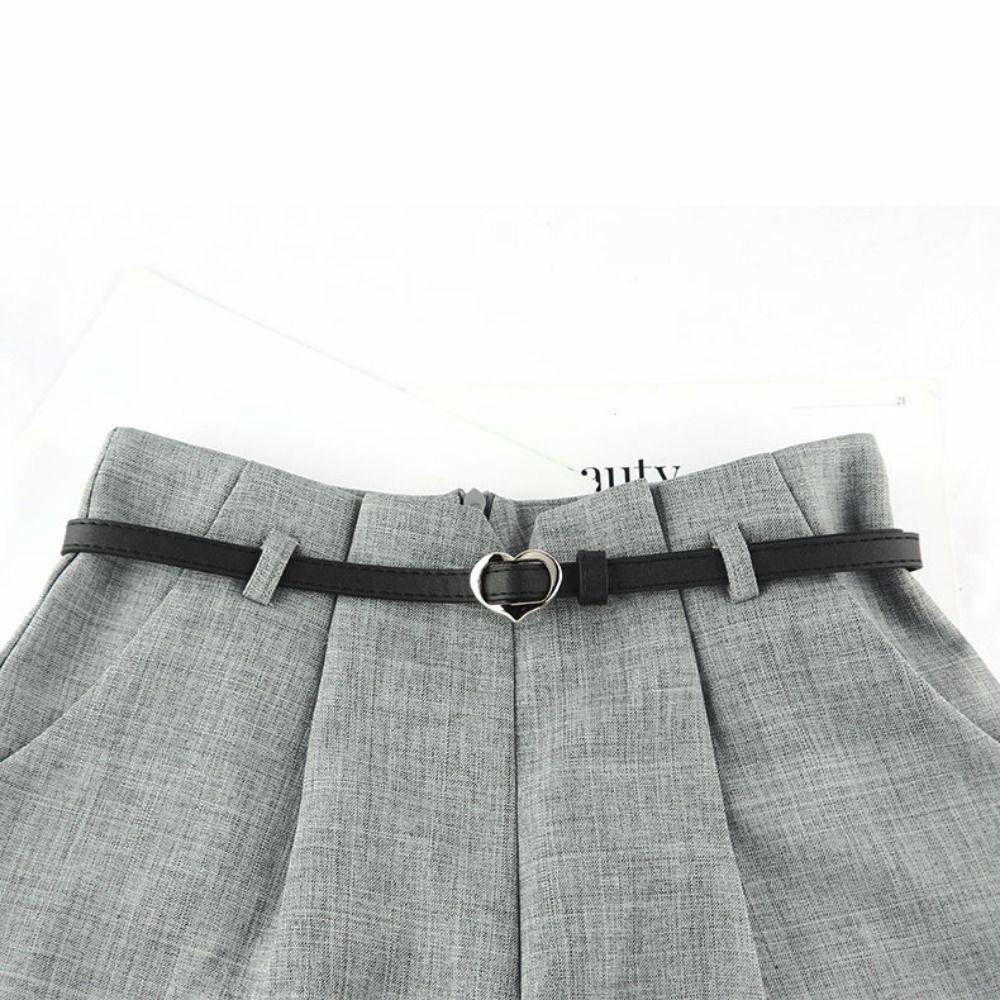 Luxury Design Non-Porous Buckle Waistband Love Heart Thin Waist Strap Chic Trouser Dress Belts