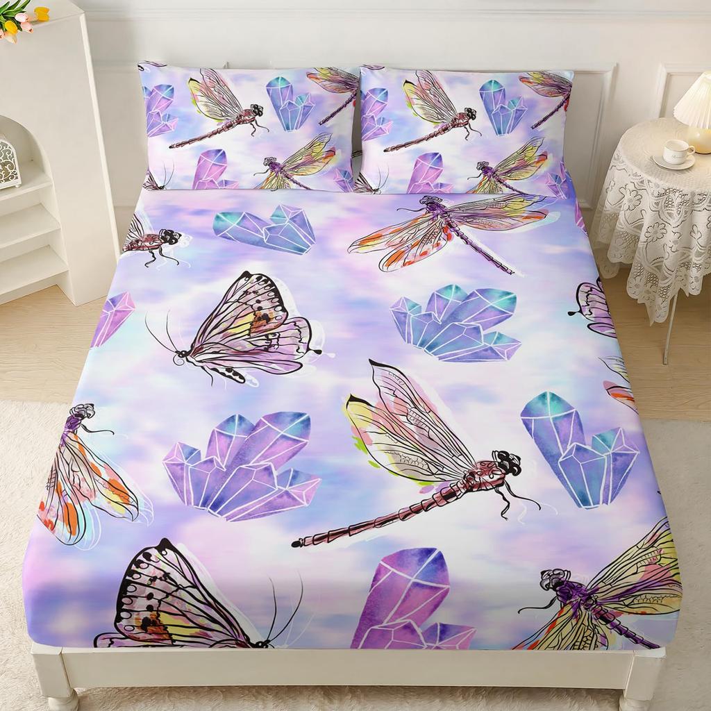 Beautiful Butterfly Pattern Mattress Three-Piece Digital Printing Mattress Bedding Set Adult Children