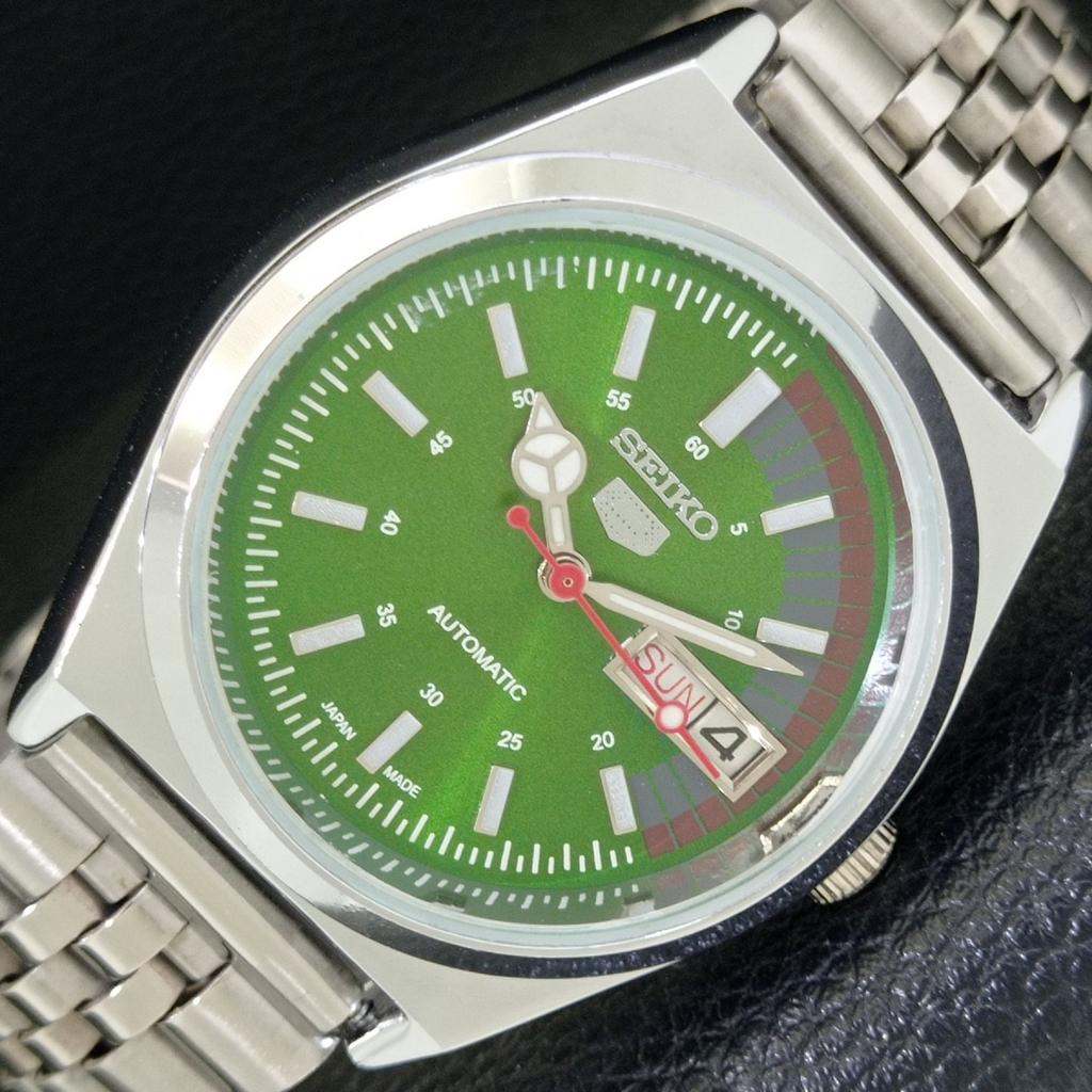 JAPAN VINTAGE REFURBISHED SEIKO 5 AUTOMATIC 6309A MENS GREEN WATCH a440881-4 Sk-a440881