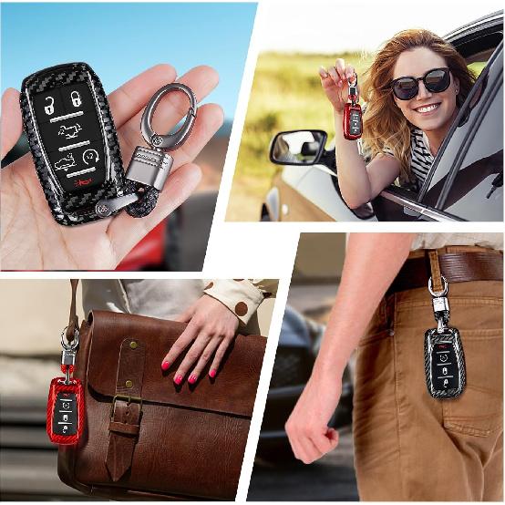 T-carbon Real Glass Fiber Key Fob Protector Keychain Compatible with Ram 1500 2500 3500 TRX Limited Rebel Bighorn Lonestar Laramie Key Fob Cover