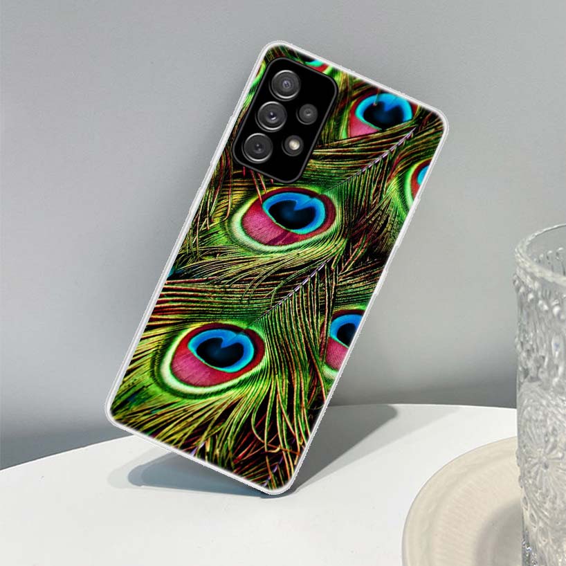 Bird Peacock Feather Phone Case For Samsung Galaxy A13 A14 A15 A16 A17 A53 A54 A55 A56 A57 A33 A34 A35 A36 A37 A23 A24 A25 A26 G
