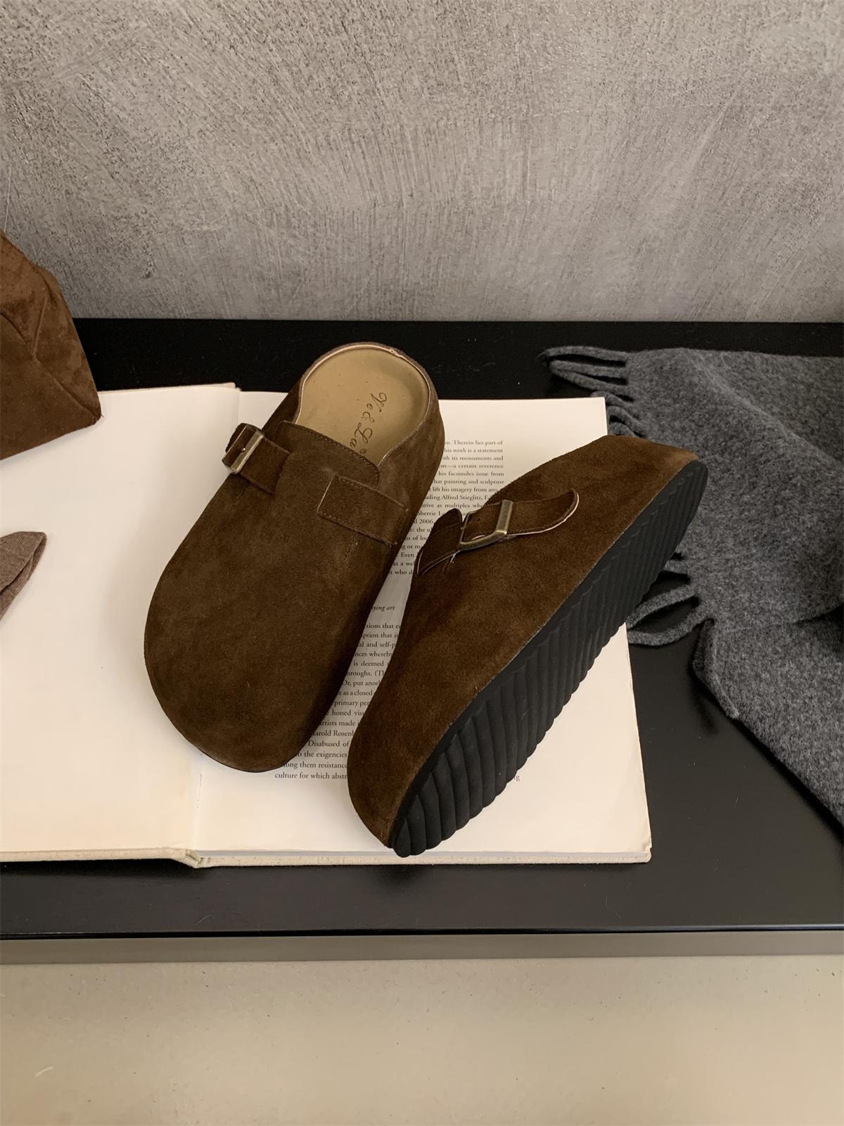 

Удобные повседневные полушлепанцы баотоу, лоферы, женские слинбэки, слипоны-мюли для женщин, платформа, новый дизайн 2024, комфорт 39 кофейный