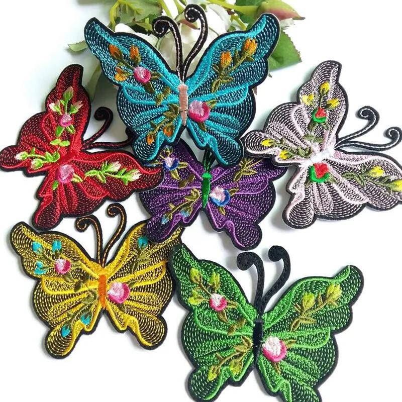 6Pcs/Set Colorful Butterfly Fowers Embroidered Patches Applique Clothing Patch Decoration