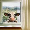 Double Sided Static Cling Cartoon Cute Cow Window Sticker Rustic Farmhouse Home Decor