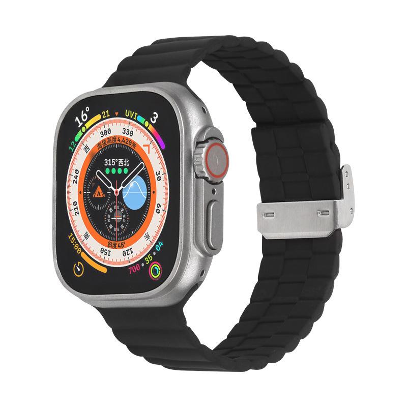 Luxury Loop Wave Buckle Bamboo Joint Silicone for Samsung Watch Strap 22mm Push Button Watch Band for Apple Watch