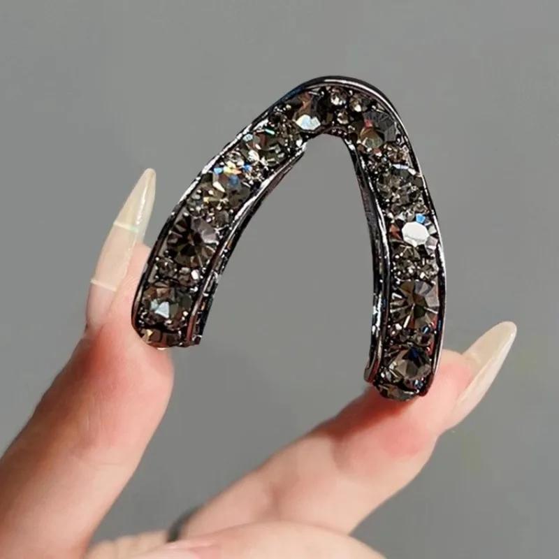 Rhinestone V-Shaped Mini Hair Clip for Women Small Fashion Anti-slip Metal High Ponytail Hair Claw Headdress Hair Accessories