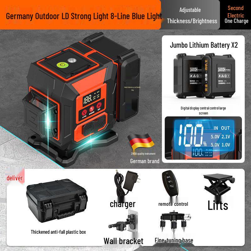 12-Line High Precision Green Infrared Level with Automatic Outdoor Wall Sticking and Self-Leveling