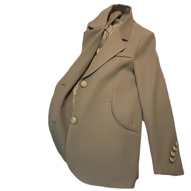 Damemote Uformell ensfarget blazerdrakt med lommer Langermet cardigan koreansk multifarger blazerjakke