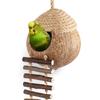 Coconut Birdhouse Hut With Ladder Hemp Rope Roof Natural Material Firm Stable Small Animal Cage Habitat Decoration Pet Supplies