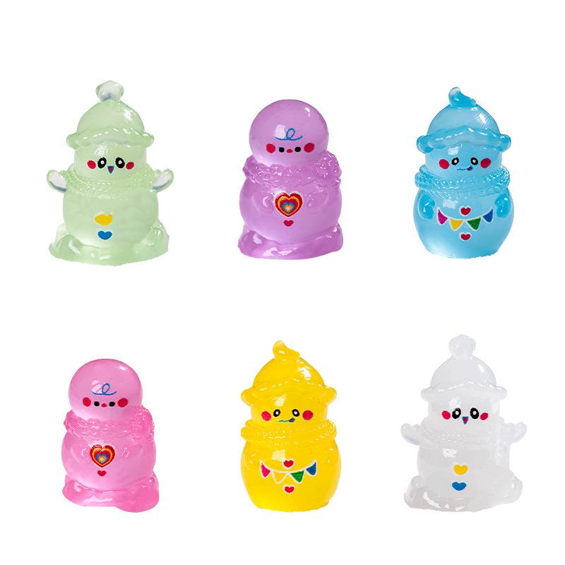 Christmas Lovely Glow-in-the-dark Snowman Decoration Diy Micro Landscape Snow Decoration Accessories Resin Decoration