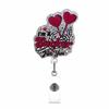 Bow Cherry Acrylic Badge Holder Sparkling Powder Medical Theme Retractable Pull Badge Reel Id Lanyard Name Tag Card Badge Holder
