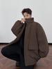 Men's Japanese Retro Stand Collar Cotton Jacket - New Trendy, Loose Fit, Warm and Thickened.
