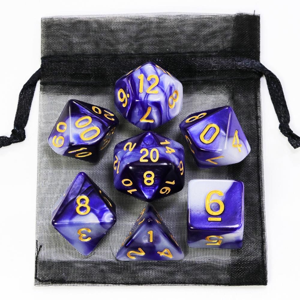 Würfel DND Spielwürfel Rollenwürfel Farbmischwürfel Würfelset mit Tasche 9 verschiedene Stile erhältlich für tragbares Spielzeug DND RPG TRPG Spiele