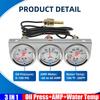 Світлодіодний потрійний автомобільний вимірювач 3 В 1 52 мм Манометр тиску оливи + Амперметр + Вимірювач температури води з датчиком для бензинового автомобіля 12В