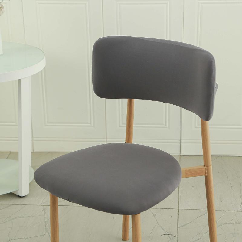 

Elastic Curved Backrest Dining Chair Cover Solid Color Split Wood Chair Slipcovers Backrest Seat Dust Protector Home Decoration