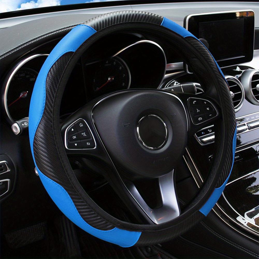 14.57-14.96inch Premium Carbon Fiber PU Leather Car Steering Wheel Cover - Non-Slip, Wear-Resistant, No Inner Ring, Ergonomic Design