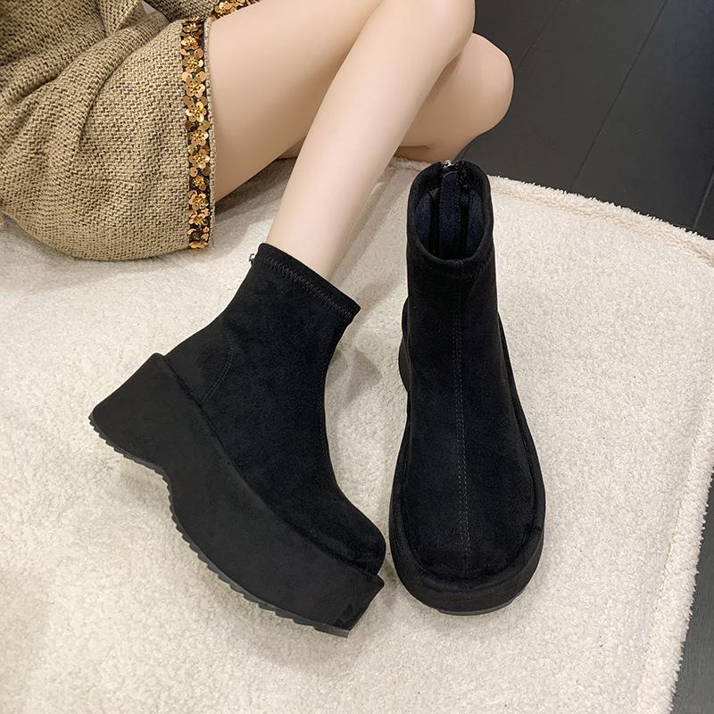 Popular Short Boots Women's 2025 Autumn and Winter New Temperament Thin Boots Fashionable Versatile Platform Women's Shoes