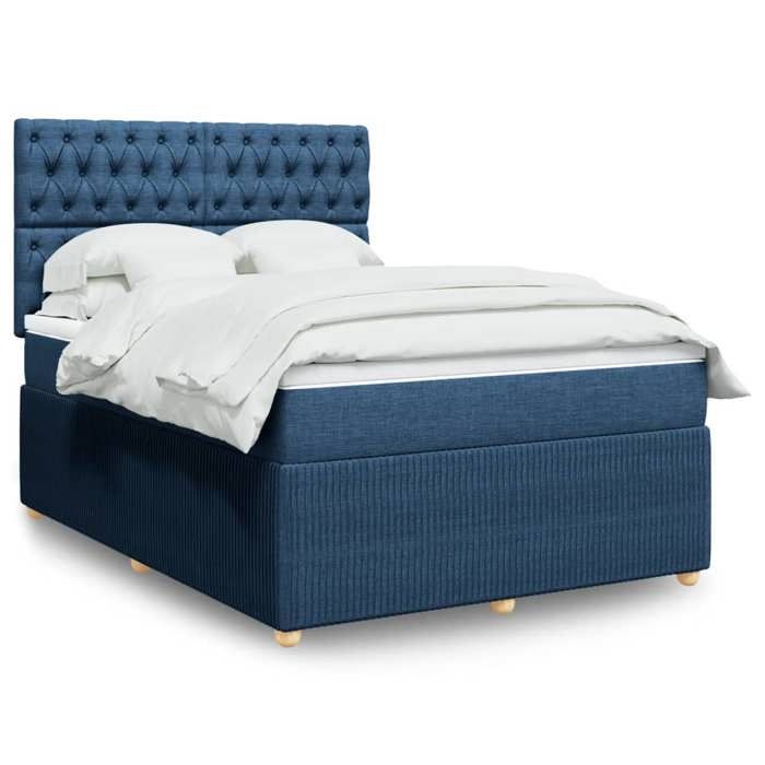 VidaXL Slatted Bed Base with Mattress Blue 160x200 Cm Fabric 3294420