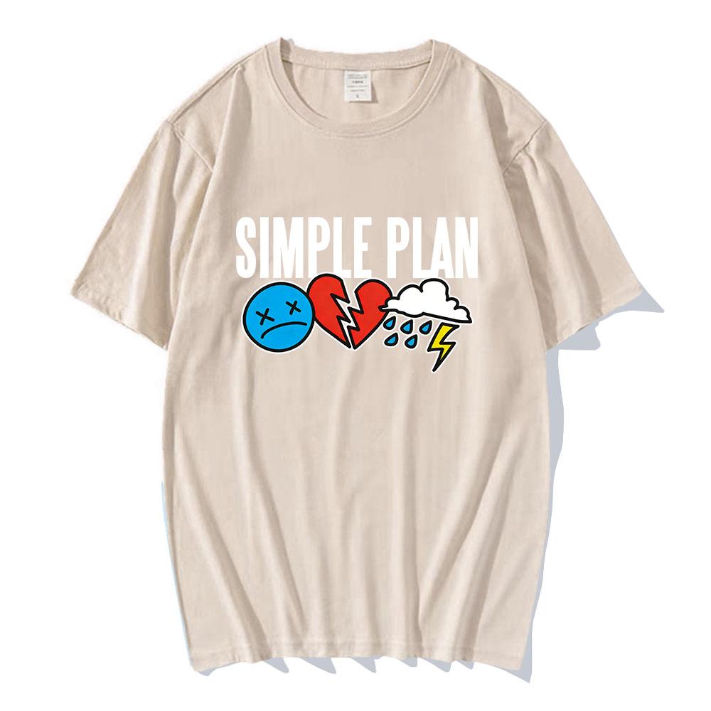 Original 3 Icons Logo T-Shirt Band SIMPLE PLAN Design Print Tshirts Short Sleeve Cotton Summer O-neck Tees Unisex Streetwear Top
