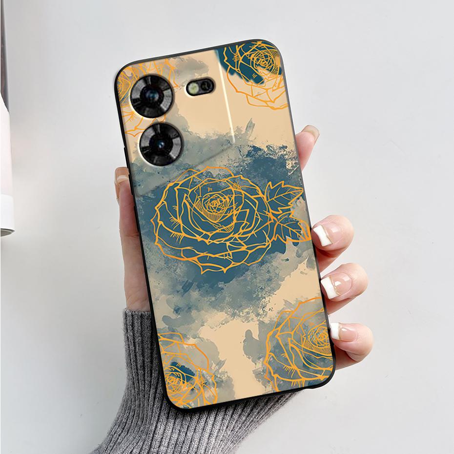 For Tecno Pova 5 Case LH7n Silicone Phone Case Stylish Pattern Slim Soft Black Funda Cover For Tecno Pova 5 4G 2023 Pova5 Capa
