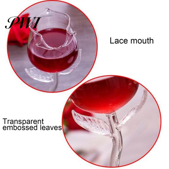 Transparent Glass Cup Wine Exquisite Stable Base Rose Shape Goblet for Home Bottle