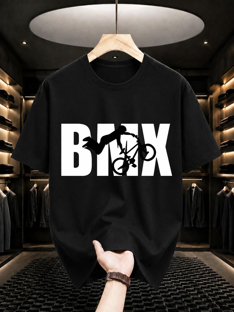 2026 New Pure Cotton Tshirt Bmx Bmx Rider Stunt Print Crew Neck Short Sleeve Casual Top