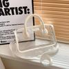 Transparent PVC Jelly Handbag Women Trendy Square Crossbody Bag With Stitching Detail Medium Size Collection