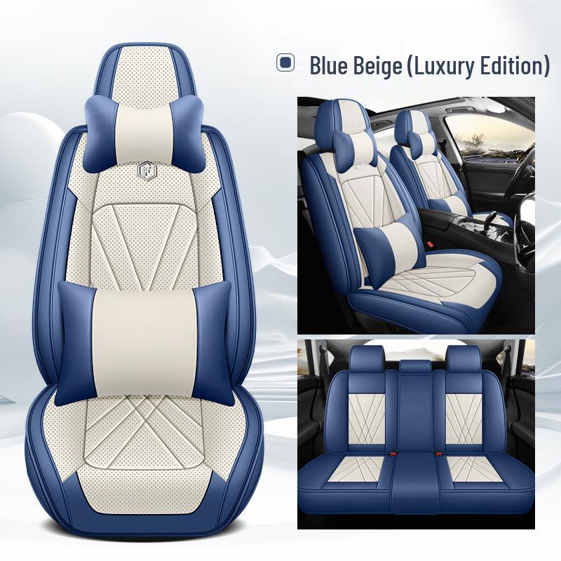 Premium Nappa Leather Car Seat Cushion, Stain-Resistant, Breathable, Full Coverage for All Seasons