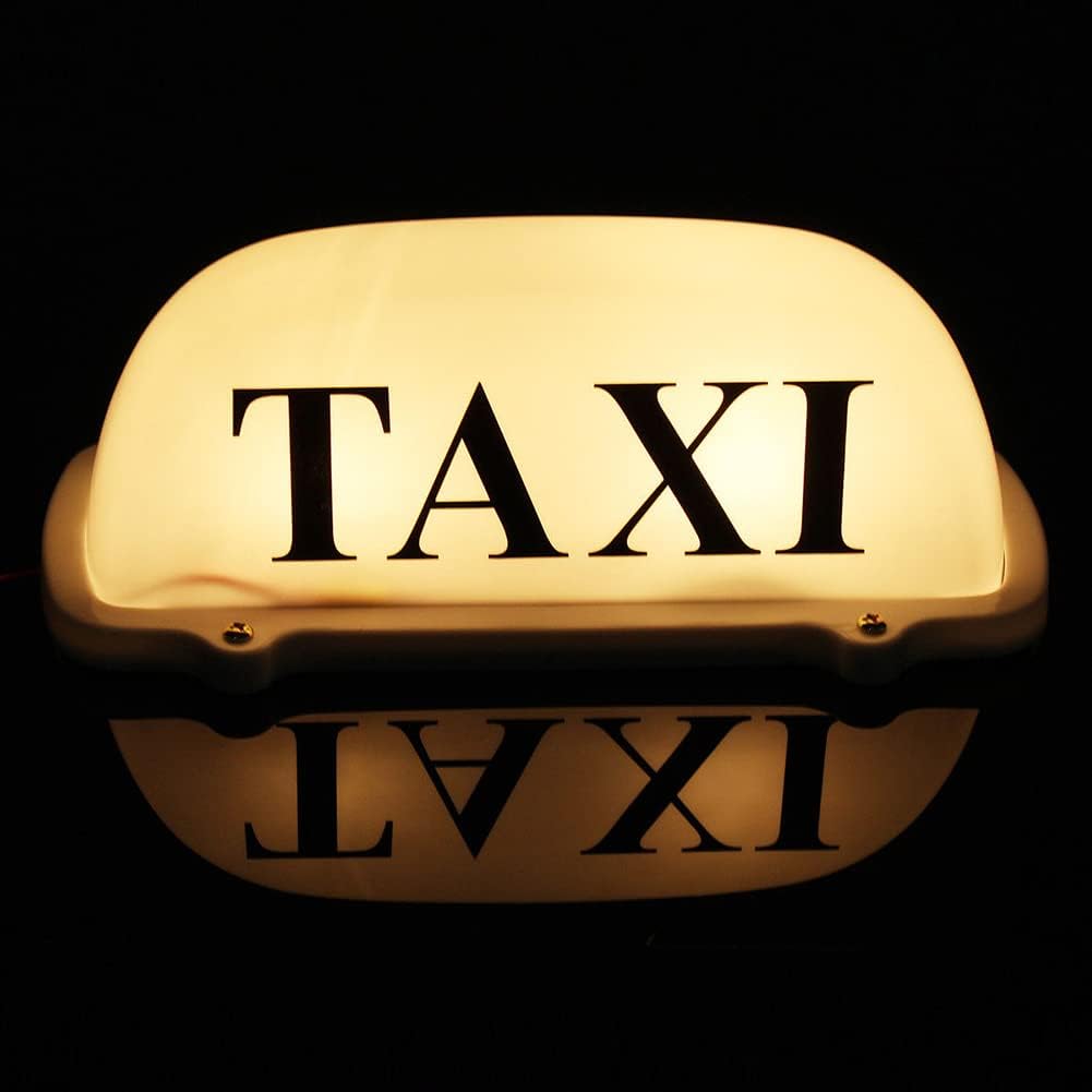 12V LED WhiteLight Magnetic Taxi Sign Roof Top Car Super Bright Light Lamp with 3 Meter Power Plug Line Compatible with Driver Practitionersh Case Color: White