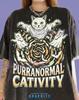 Purranormal Cativity Comfort Colors® Tshirt, Funny Ghost Cat Retro Halloween Tees, Spooky Y2K Streetwear Vintage Bat Feline Lover Gift,
