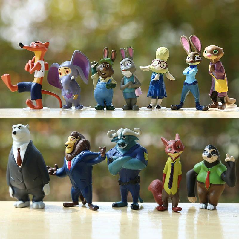 12Pcs/Set Zootopia 2 Animals Action Figure Toy Judy Nick Fox Figure Pvc Desktop Decoration Model Doll Toy Fans Gift