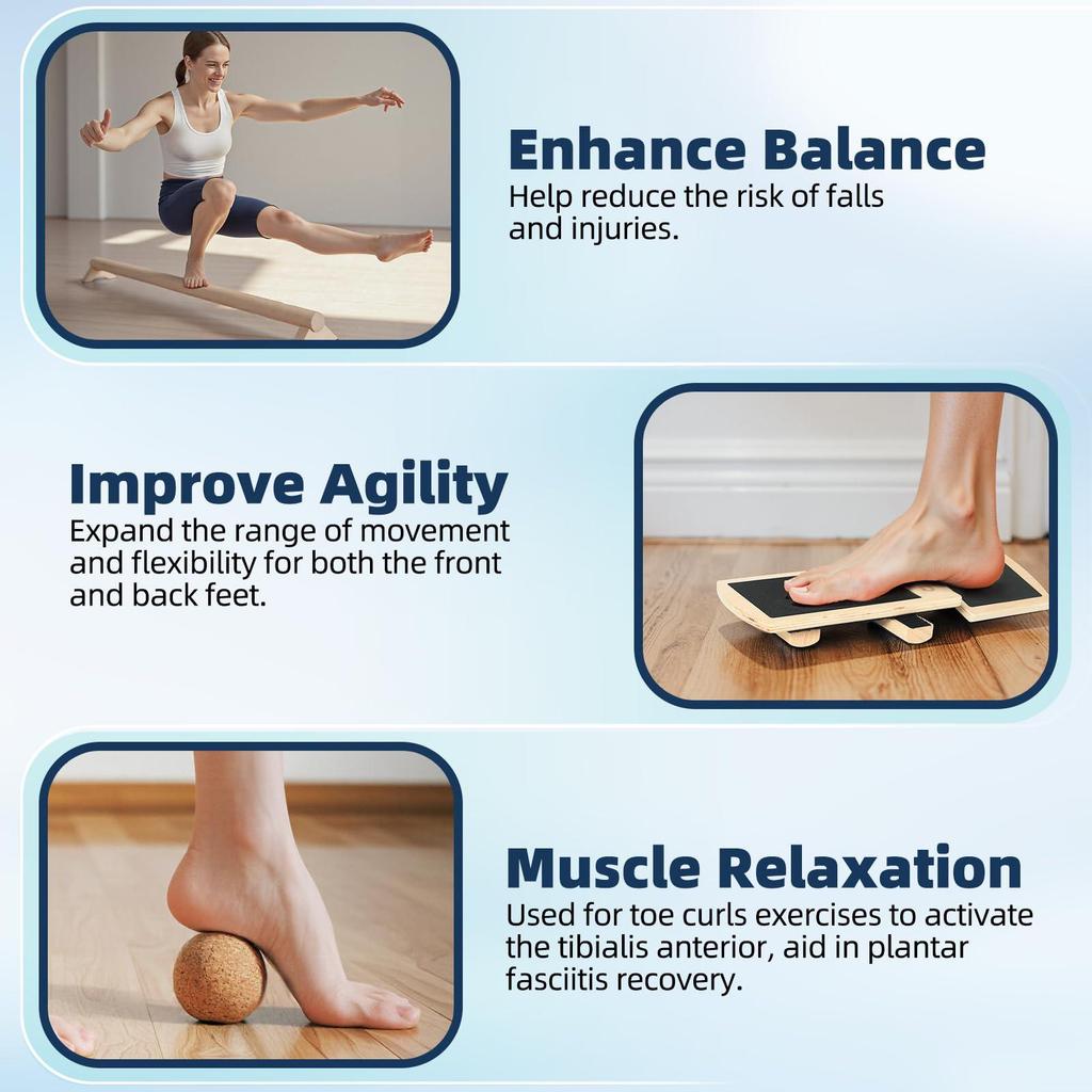 Wooden Single Leg Balance Trainer & Ankle Strengthener Board