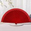 Flamenco Spanish Hand Fan Vintage Dots Pattern 23cm Elegant Wood Folding Fan for Dancing Performances Party Decoration