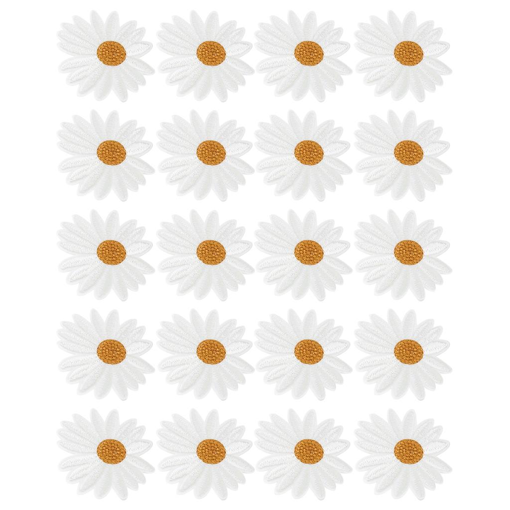 20pcs Daisy Flower Patch Decorative Clothing Sticker DIY Appliques IronOn Garment Accessory